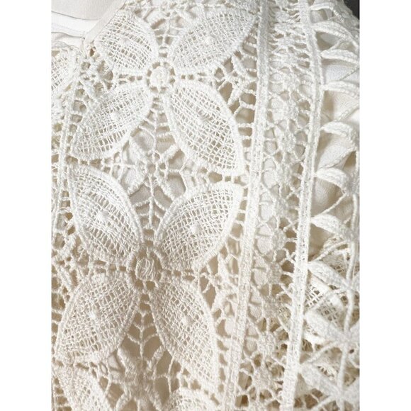 Gold Hawk Sz S Ivory Cream Lace Crochet Drawstring Swim Coverup Cover Up Dress - Picture 9 of 11